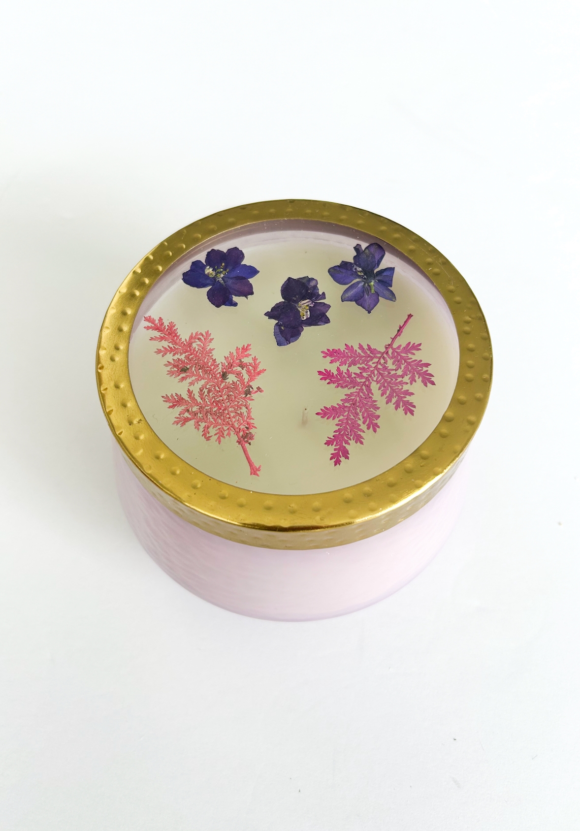Blackberry & Coconut Pressed Floral Candle - L