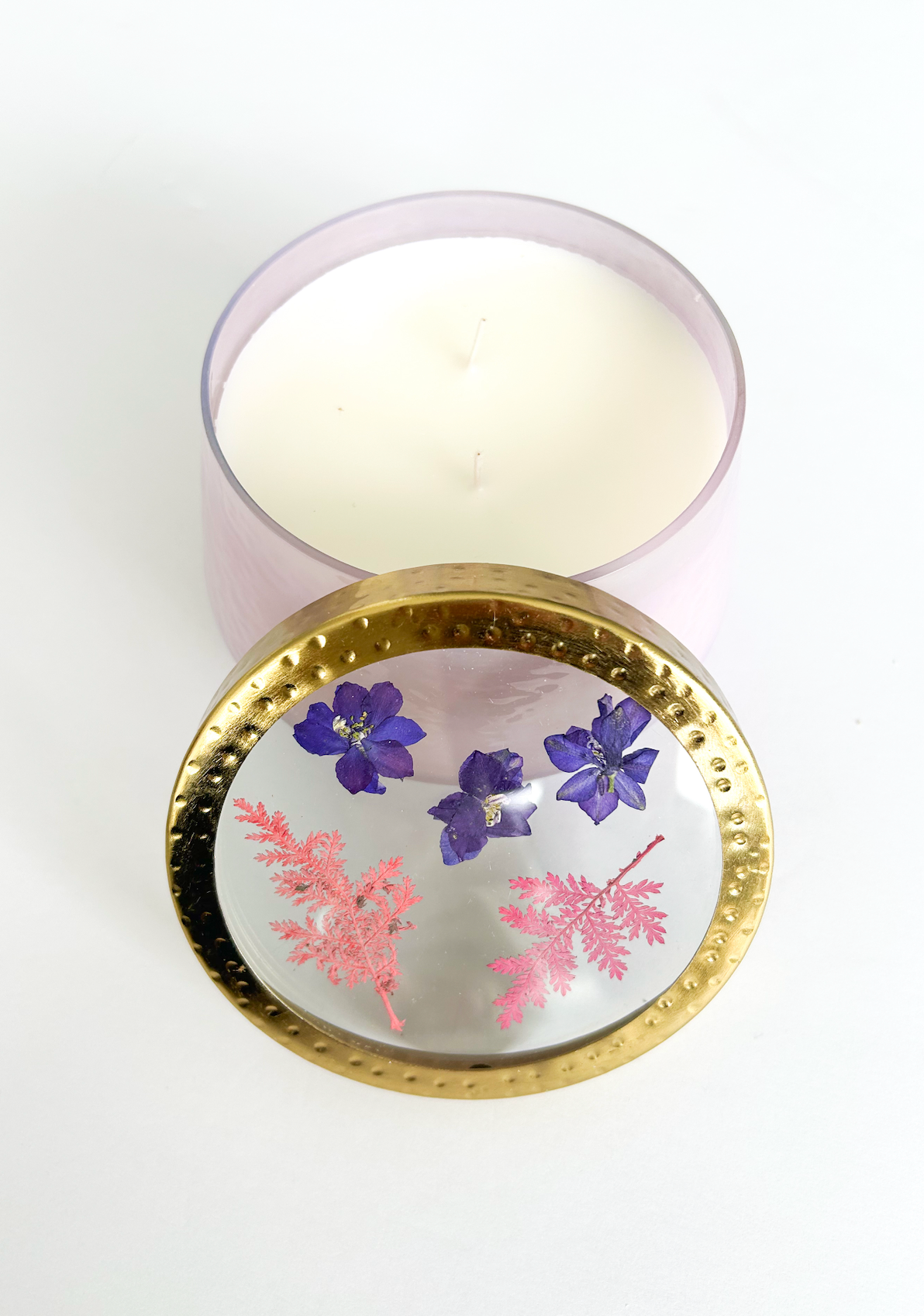 Blackberry & Coconut Pressed Floral Candle - L