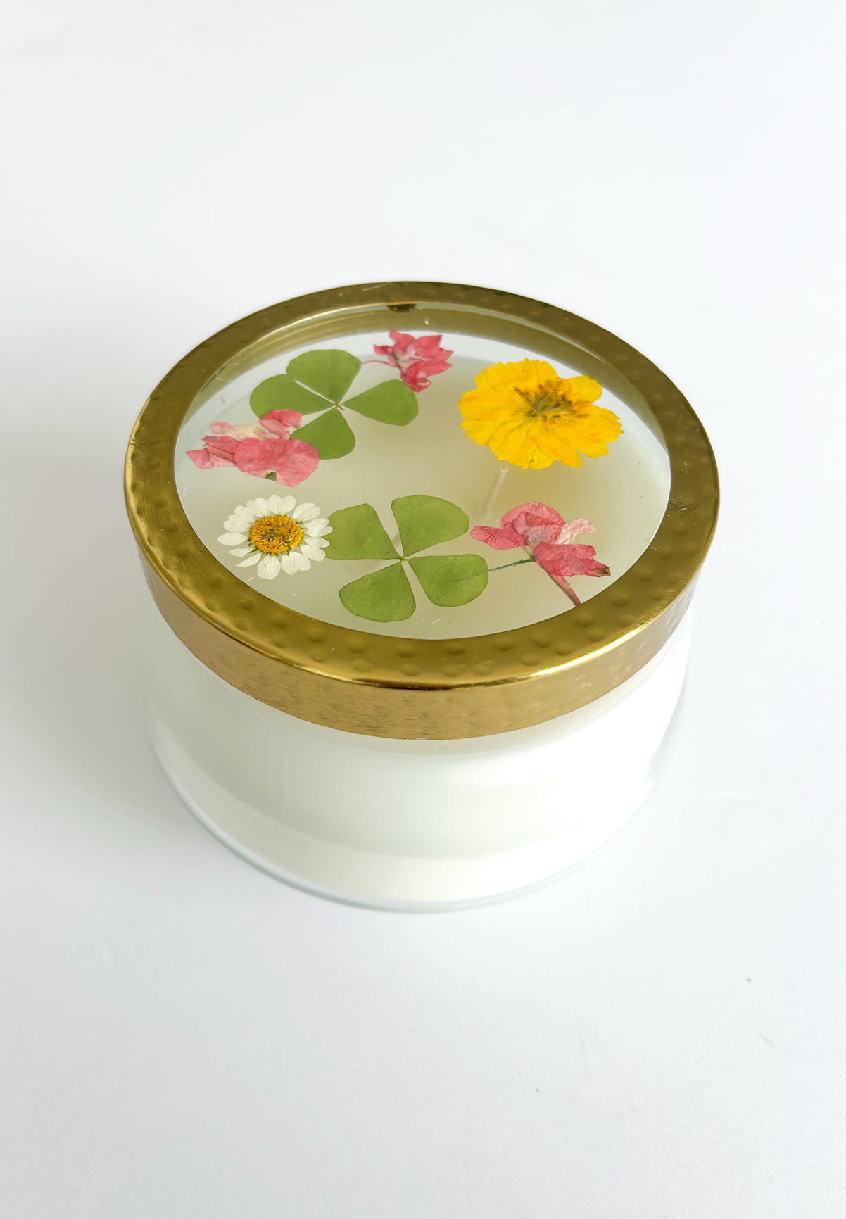 Lemon Blossom & Lychee Pressed Floral Candle - L
