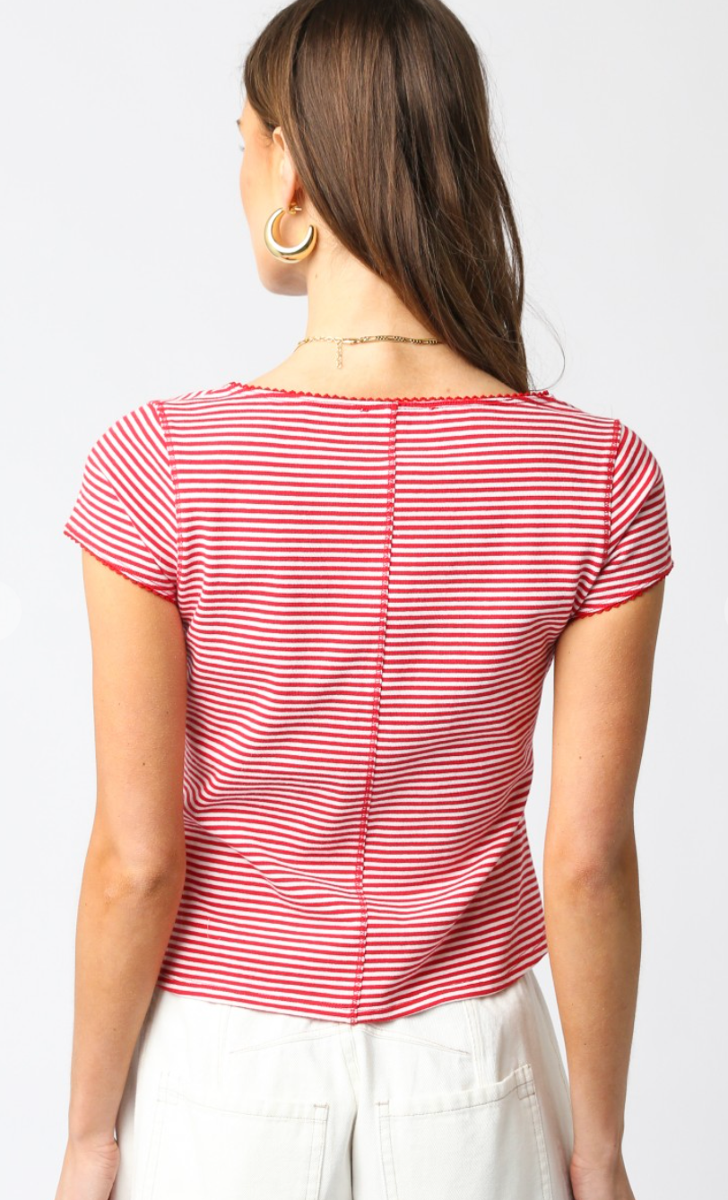 Stripe Button Front Top