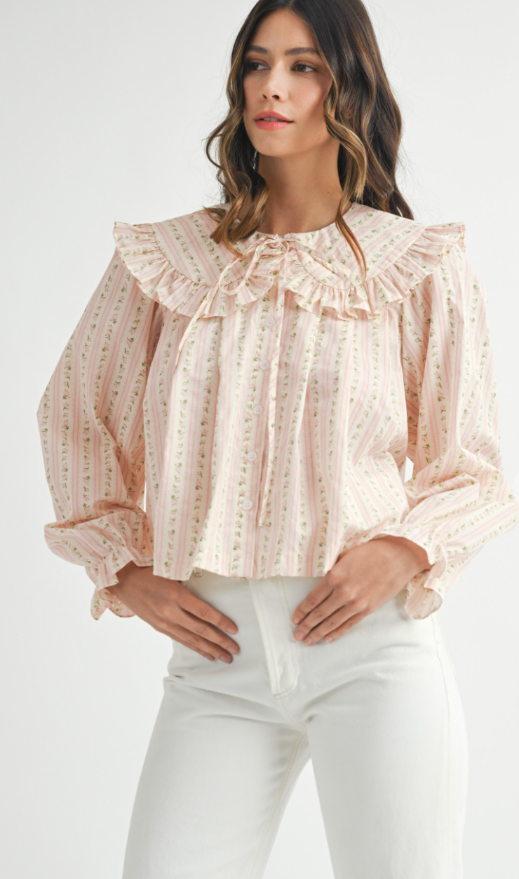 Peter Pan Floral Blouse Pink