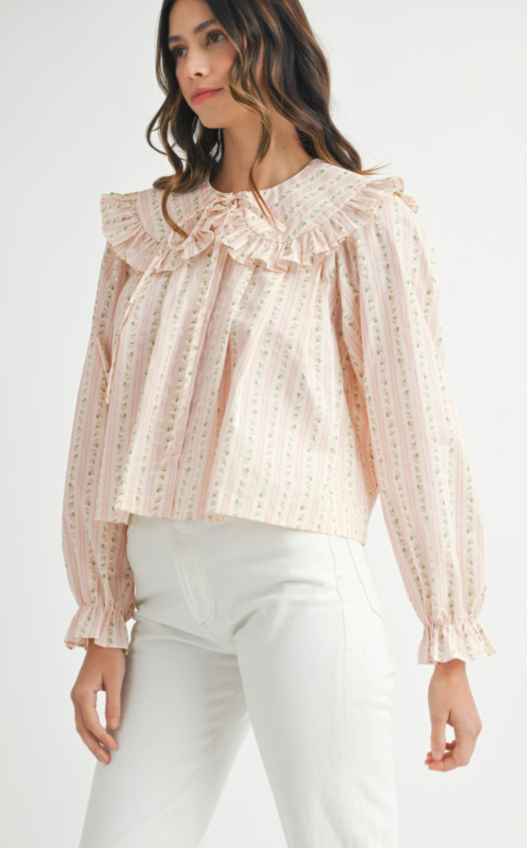 Peter Pan Floral Blouse Pink