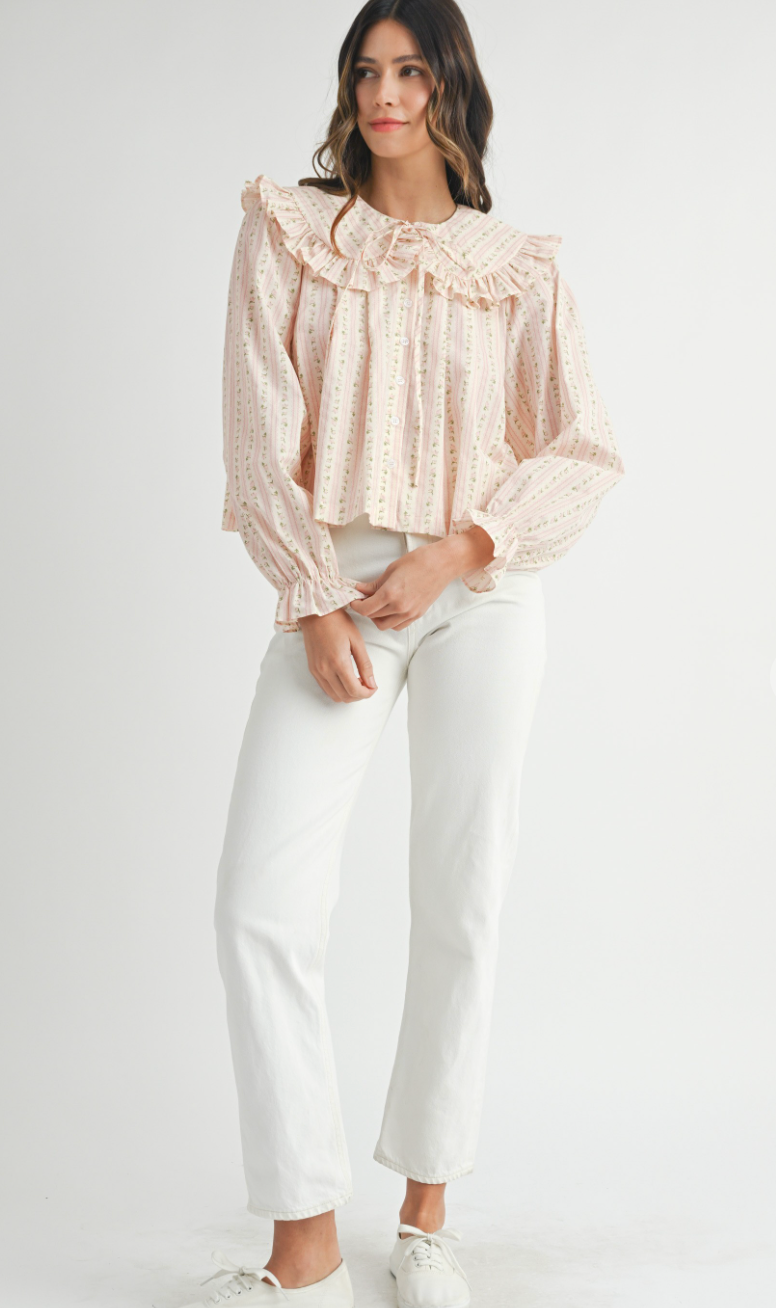 Peter Pan Floral Blouse Pink