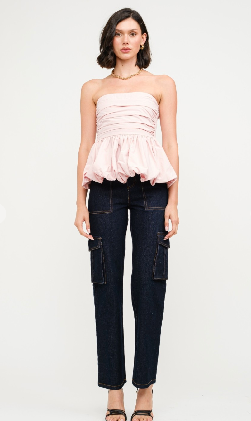 Pink Bubble Hem Top
