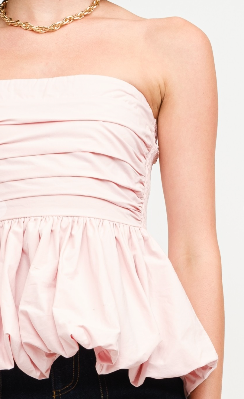 Pink Bubble Hem Top