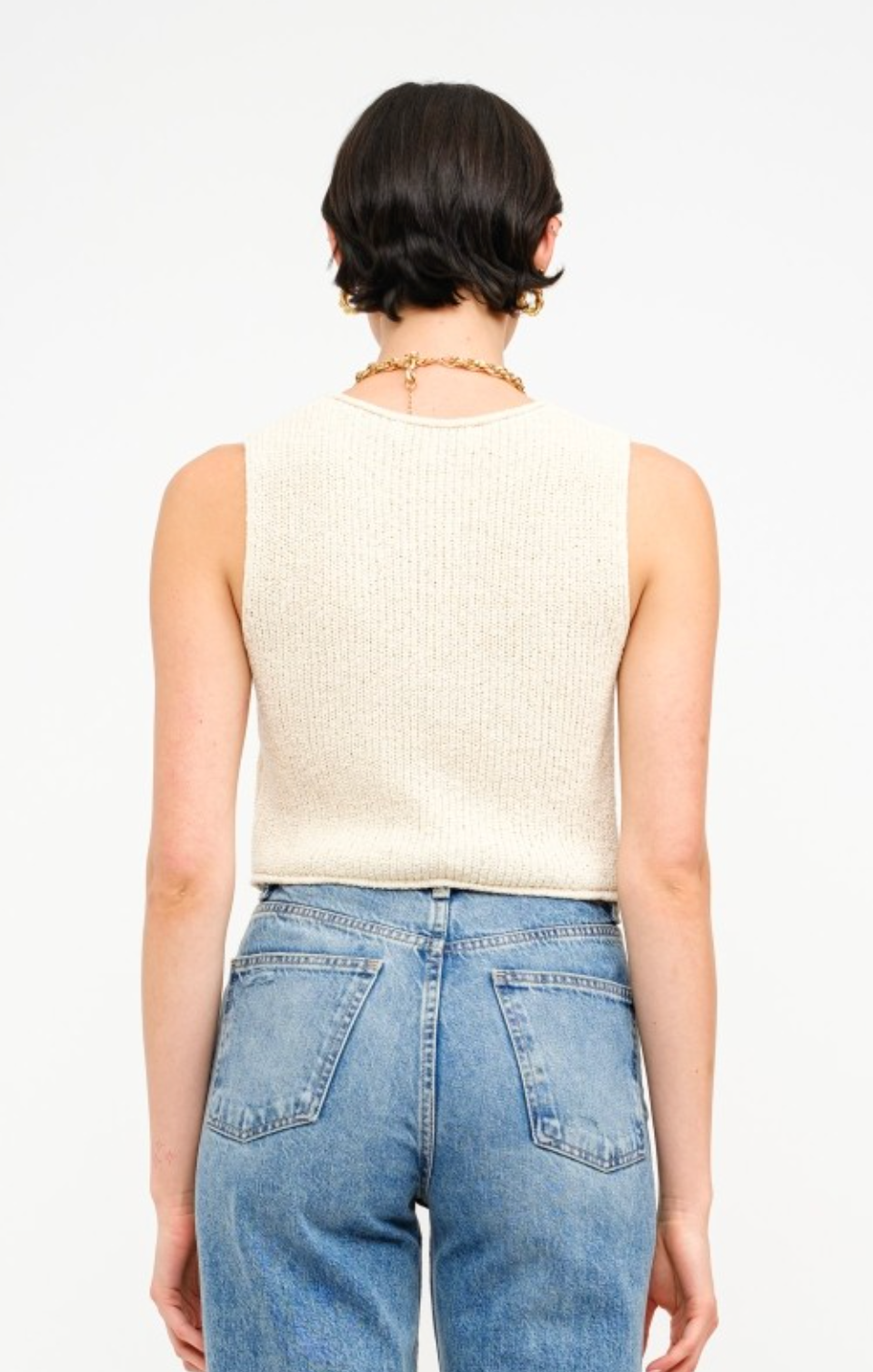 Cream Tie Front Knit Top