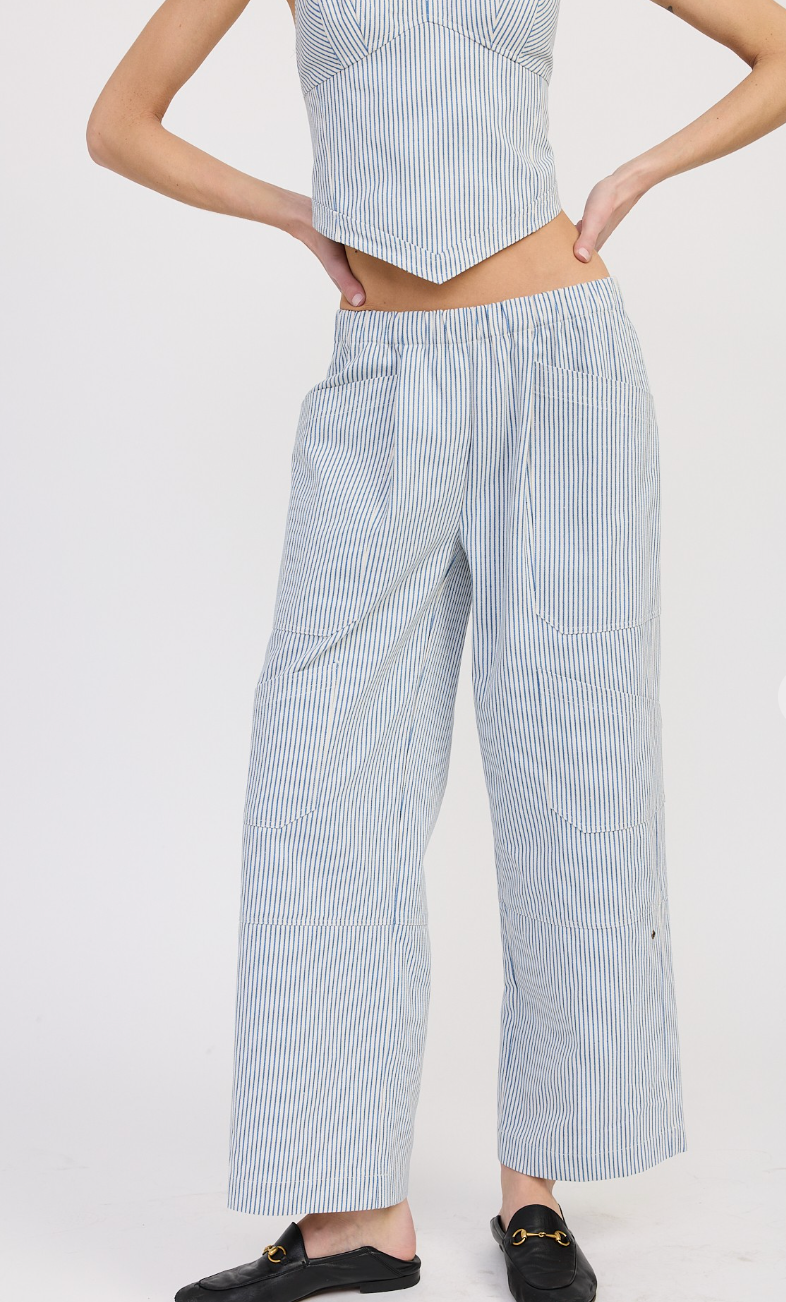 Blue Stripe Cotton Twill Pants
