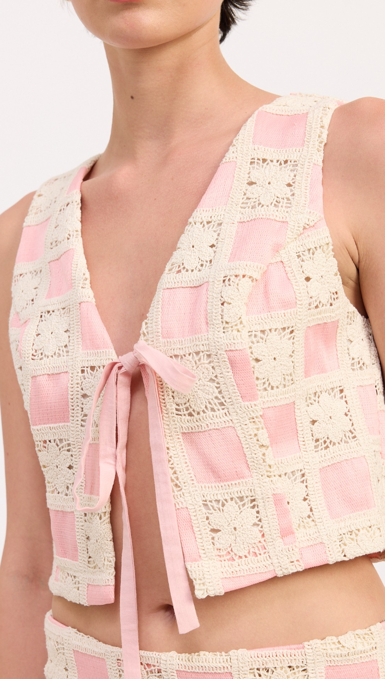 Pink Crochet Top & Skirt Set of 2