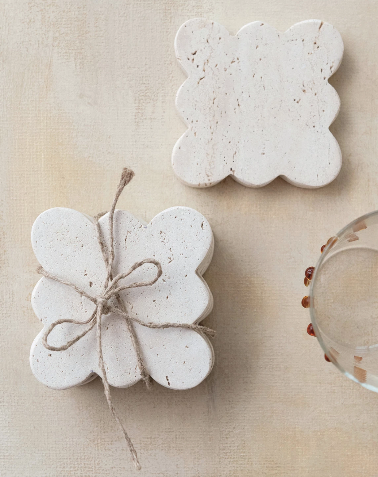 Scallop Travertine Coasters