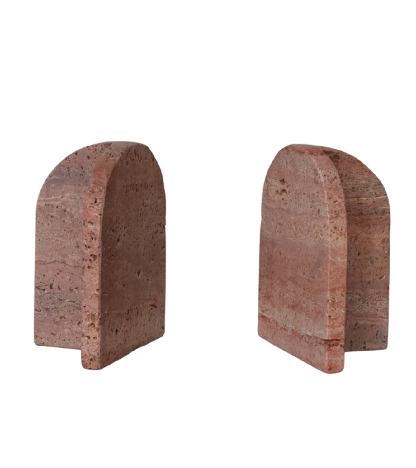 Curved Travertine Bookends - Set of 2