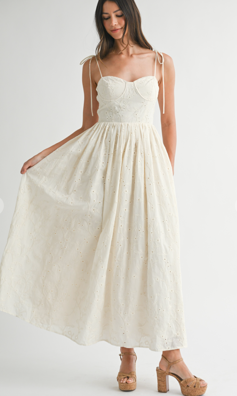 Cream Bustier Floral Maxi Dress