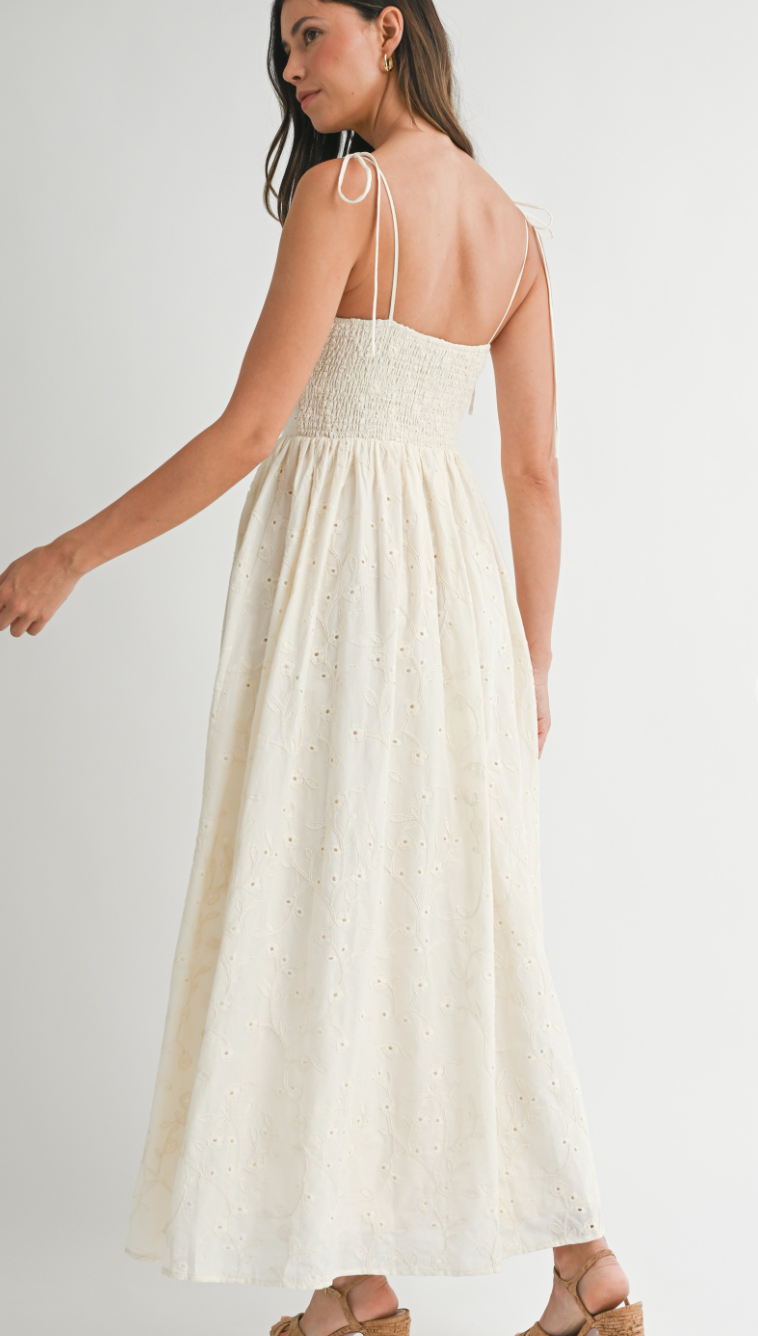 Cream Bustier Floral Maxi Dress
