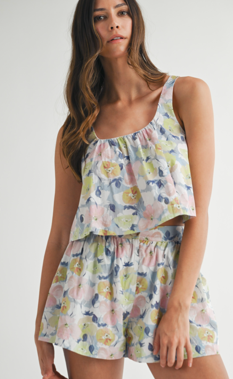 Floral Printed Tank & Shorts Set of 2