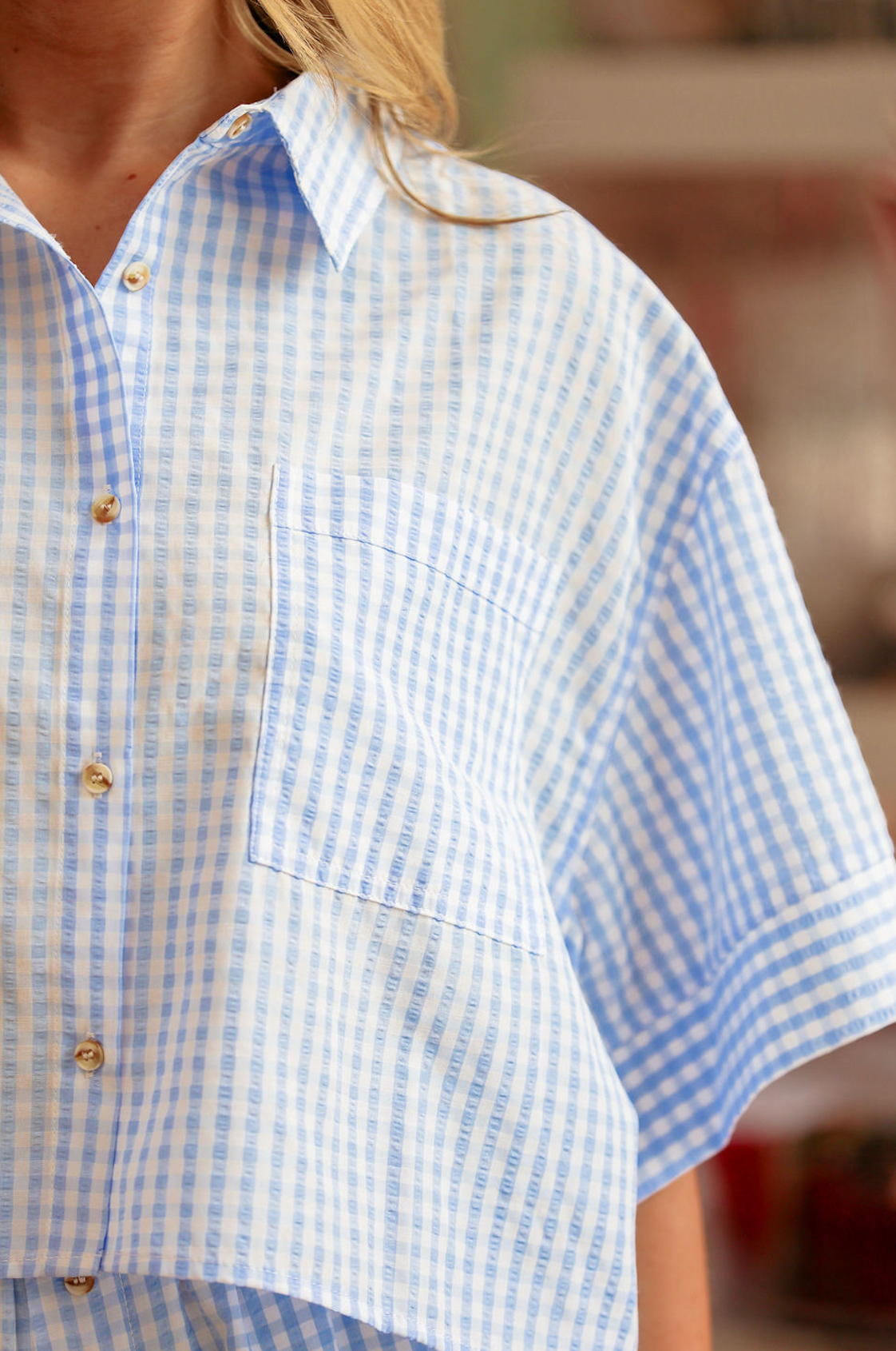 Blue Gingham Shirt & Shorts Set of 2