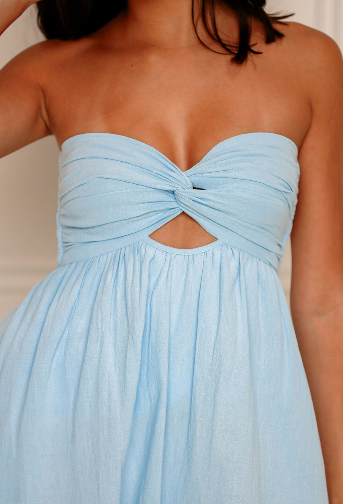 Strapless Romper Dress w/ Keyhole Sky