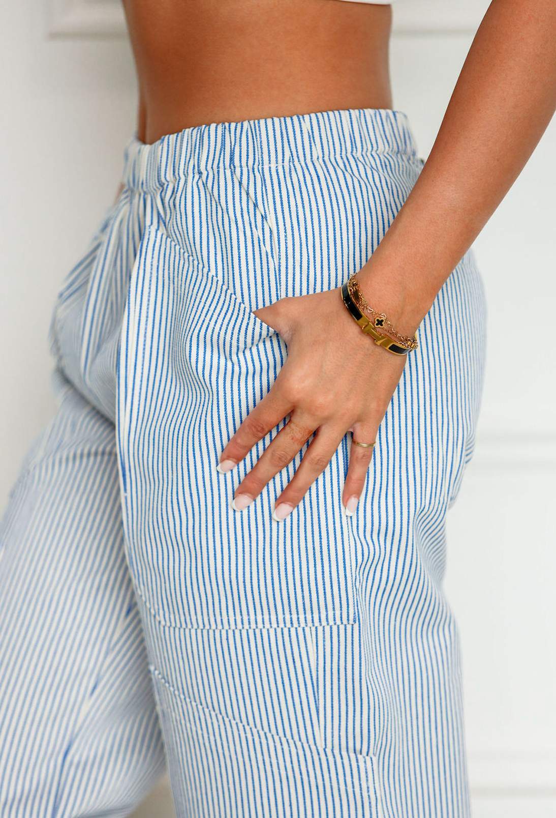Blue Stripe Cotton Twill Pants