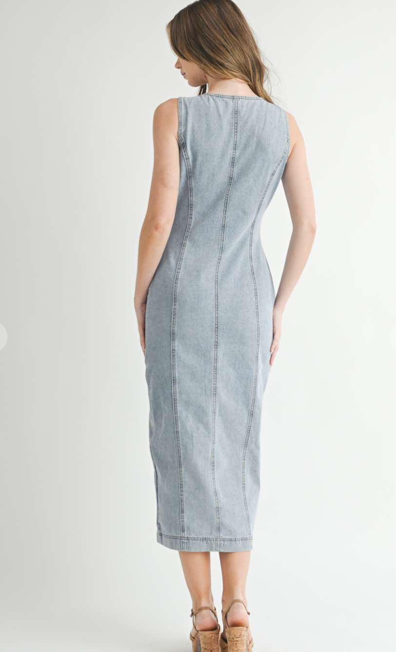 Denim Button Down Midi Dress