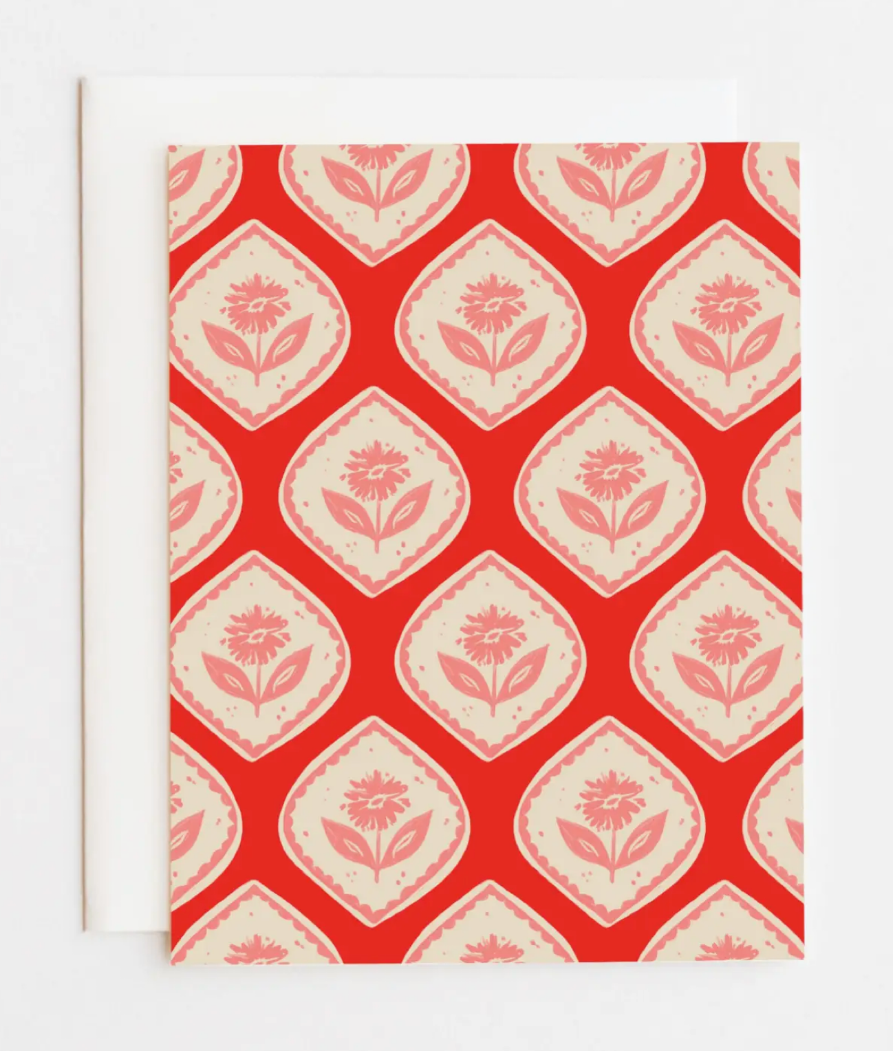 Red Floral Blank Card