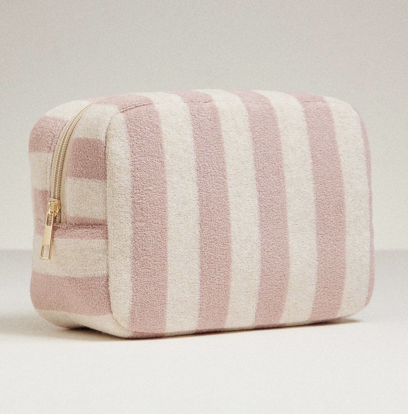 Terry Cloth Stripe Pouch Pink