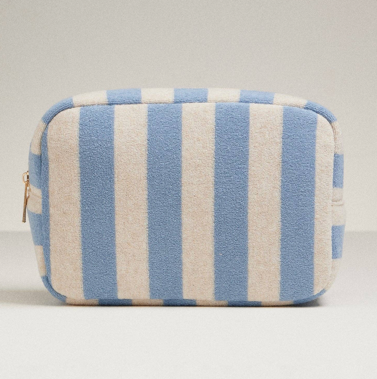 Terry Cloth Stripe Pouch Blue