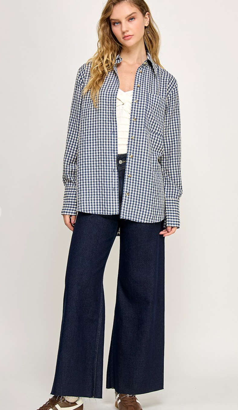 Blue Plaid Button Down Shirt