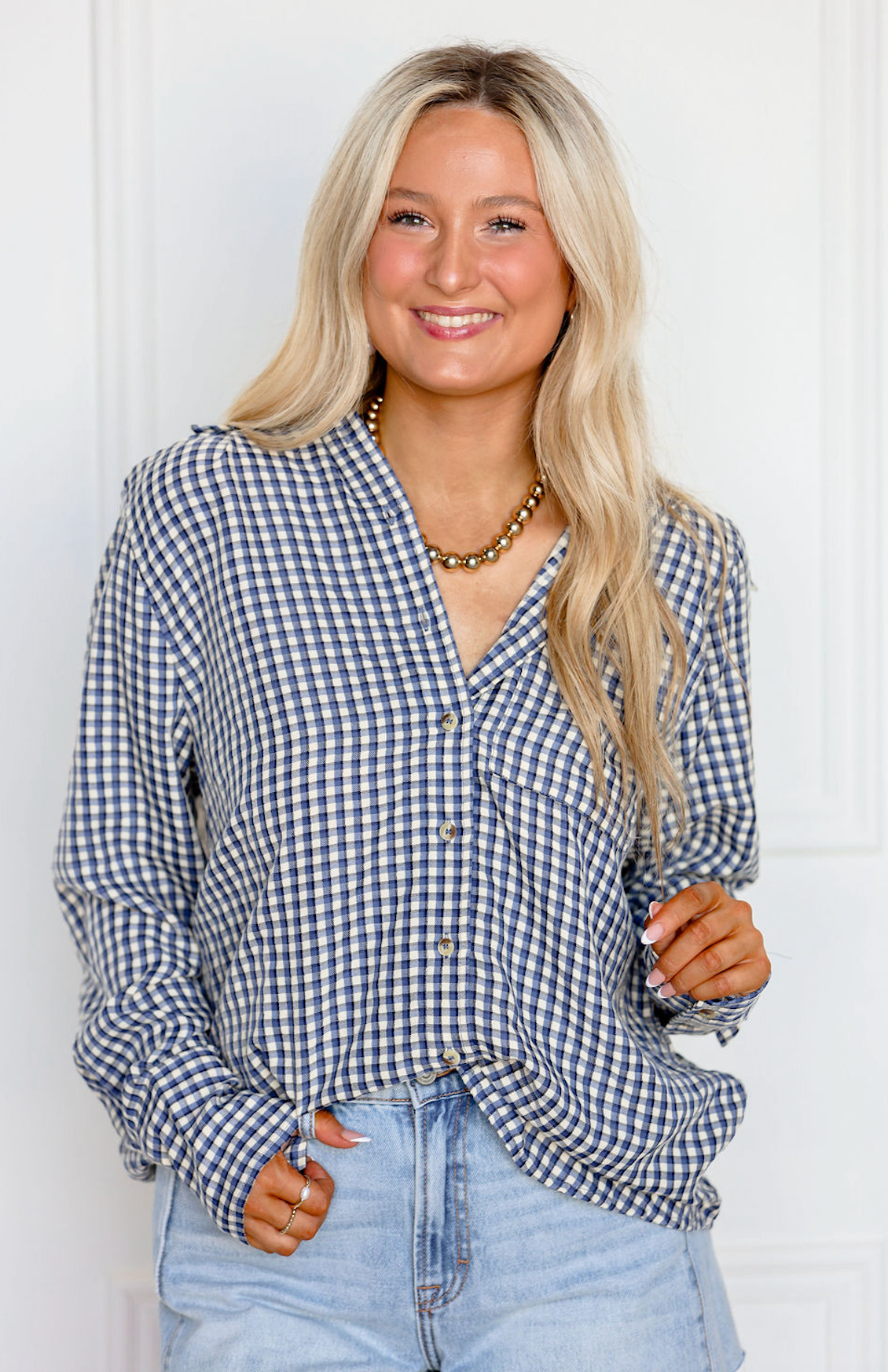 Blue Plaid Button Down Shirt