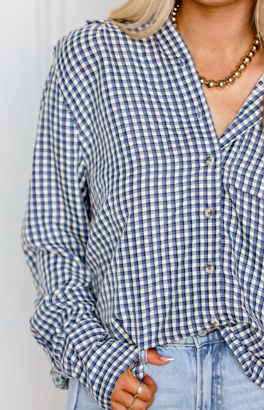 Blue Plaid Button Down Shirt