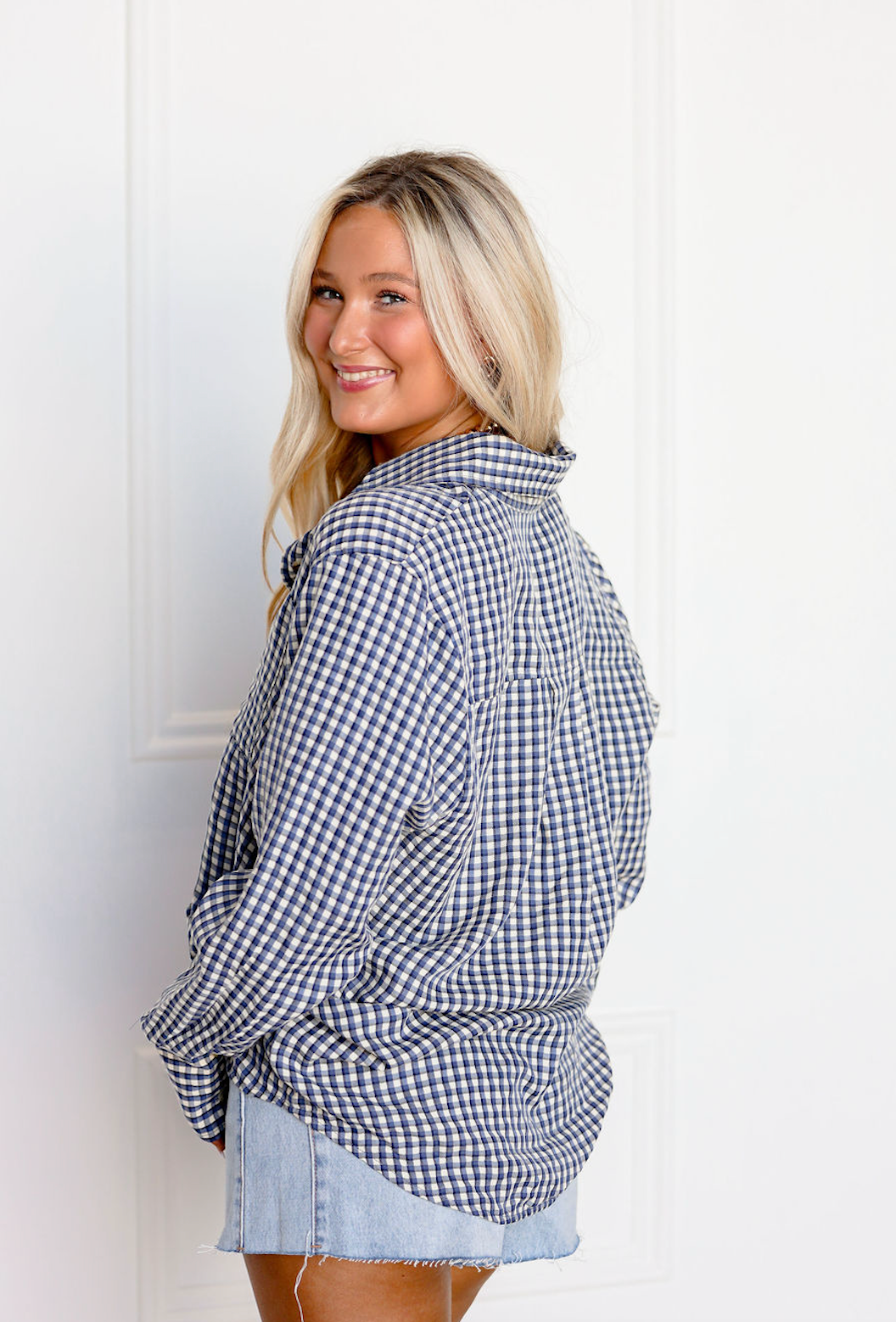 Blue Plaid Button Down Shirt