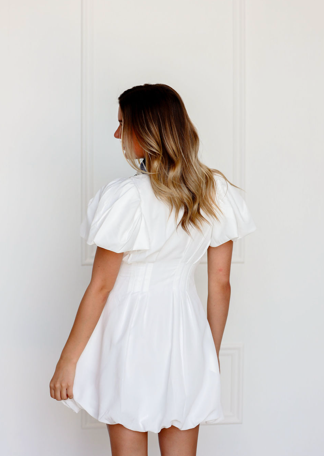 Melissa Bubble Zip Up Dress White