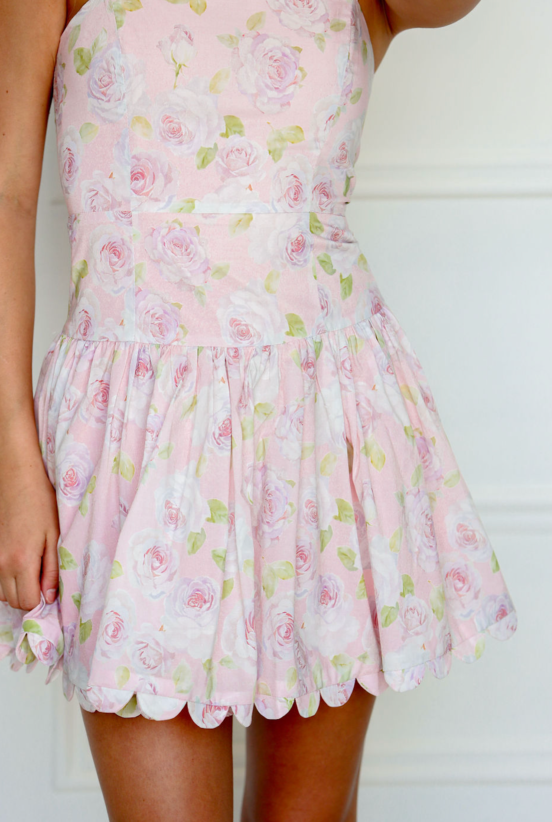 Floral Printed Poplin Dress Pink