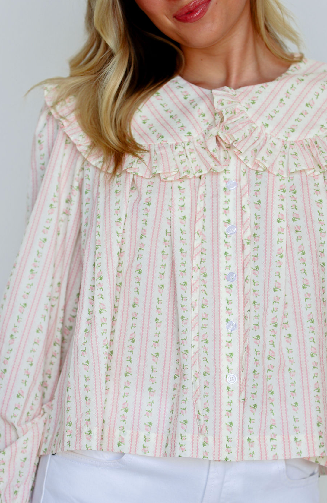 Peter Pan Floral Blouse Pink