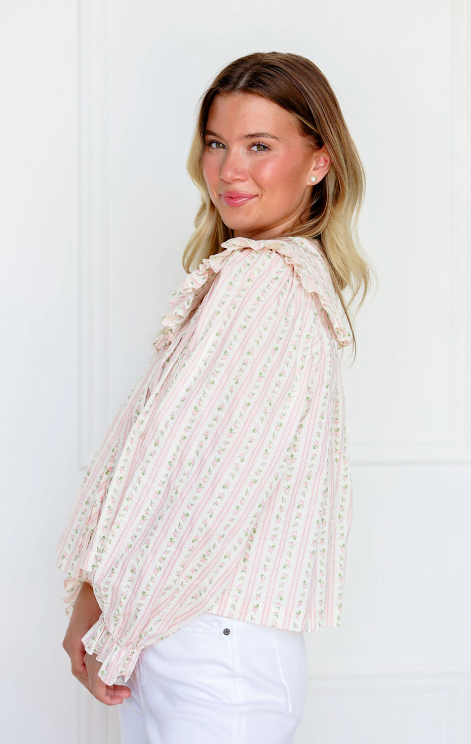 Peter Pan Floral Blouse Pink