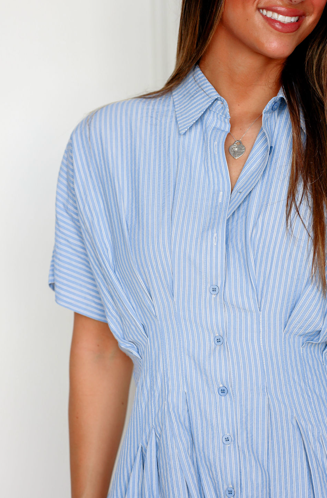 Blue Stripe Shirt Dress