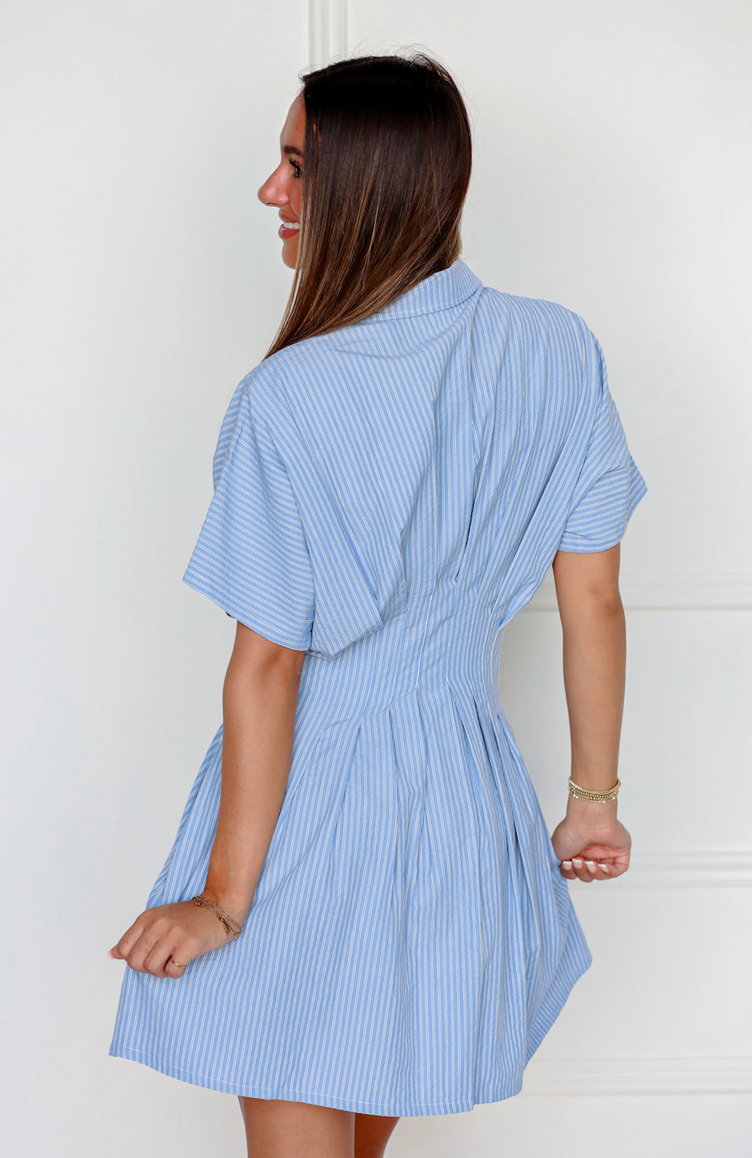 Blue Stripe Shirt Dress