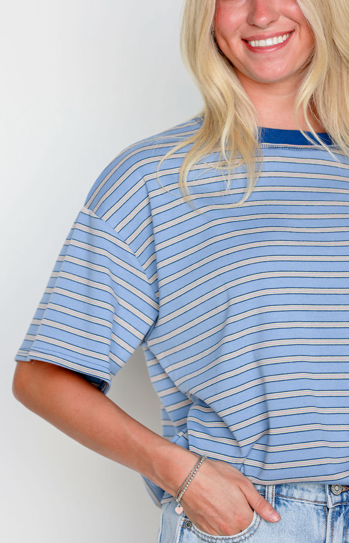 Oversize Stripe T-shirt Blue
