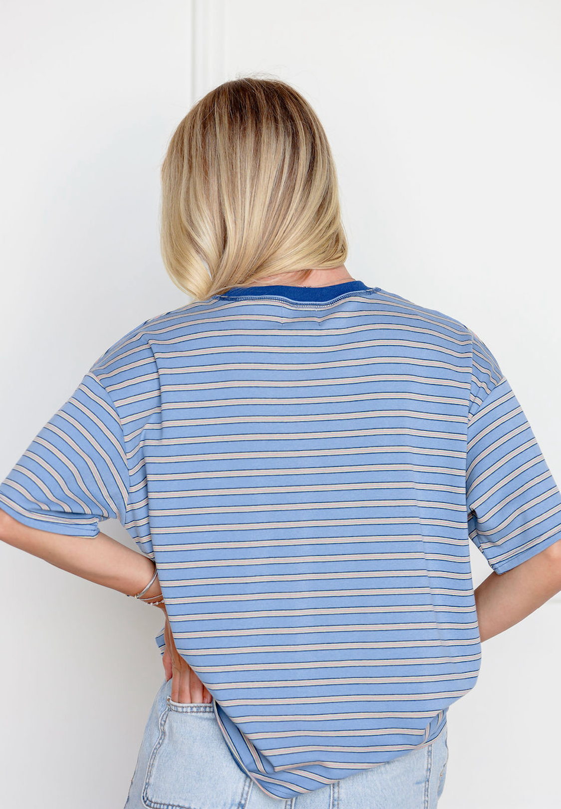 Oversize Stripe T-shirt Blue
