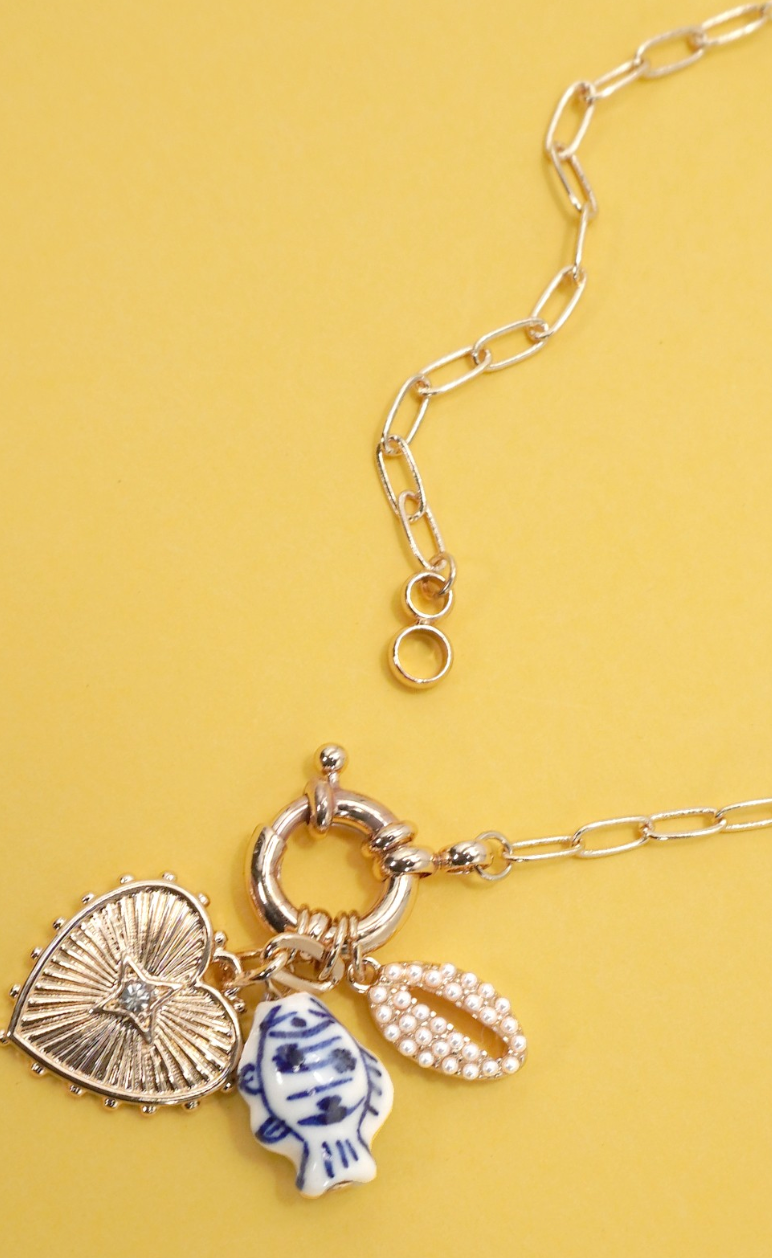 Puka Shell & Fish Necklace