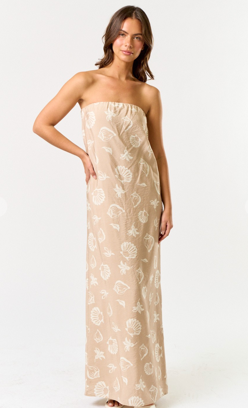 Seashells Strapless Maxi Dress