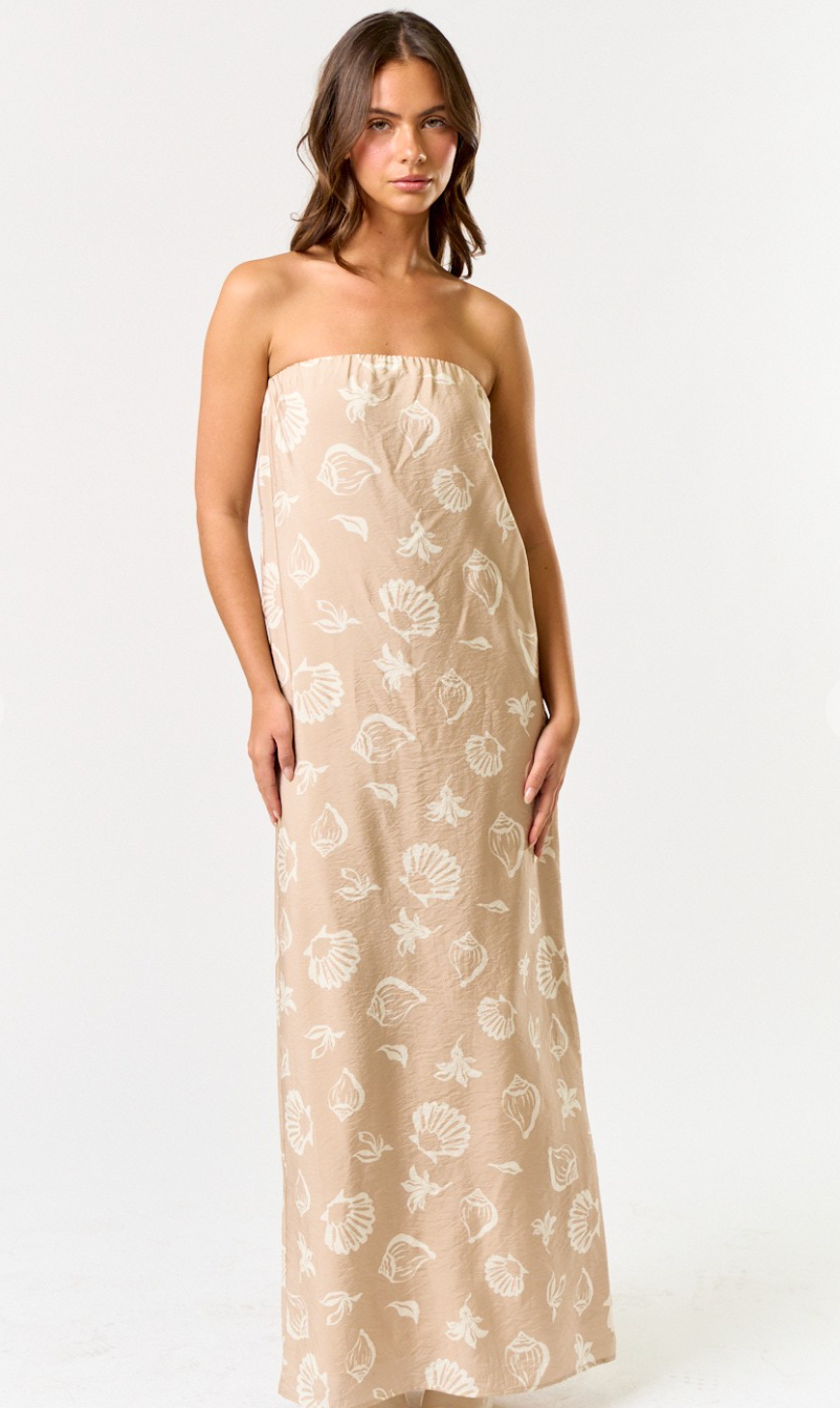 Seashells Strapless Maxi Dress