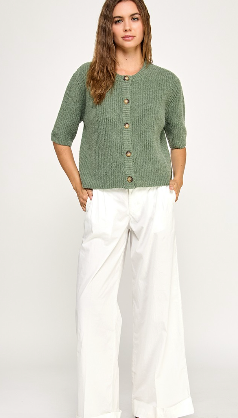 Celene Loose Fit Cardigan Sage