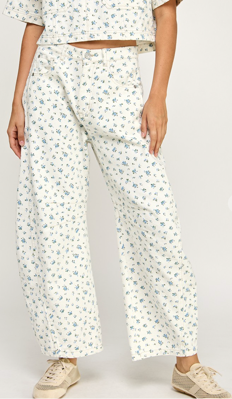 Ella Floral Barrel Jeans