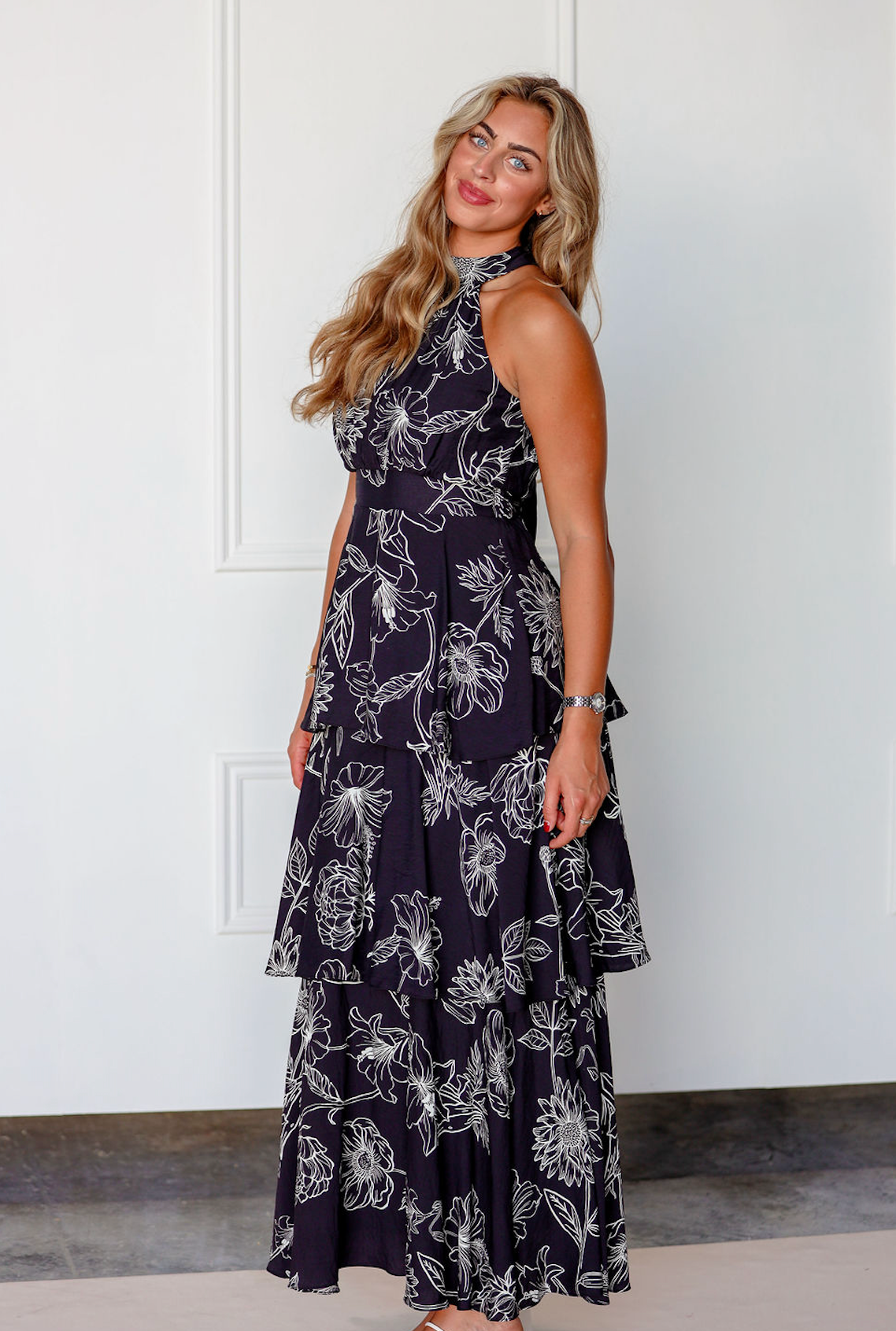 Floral Halter Neck Maxi Dress