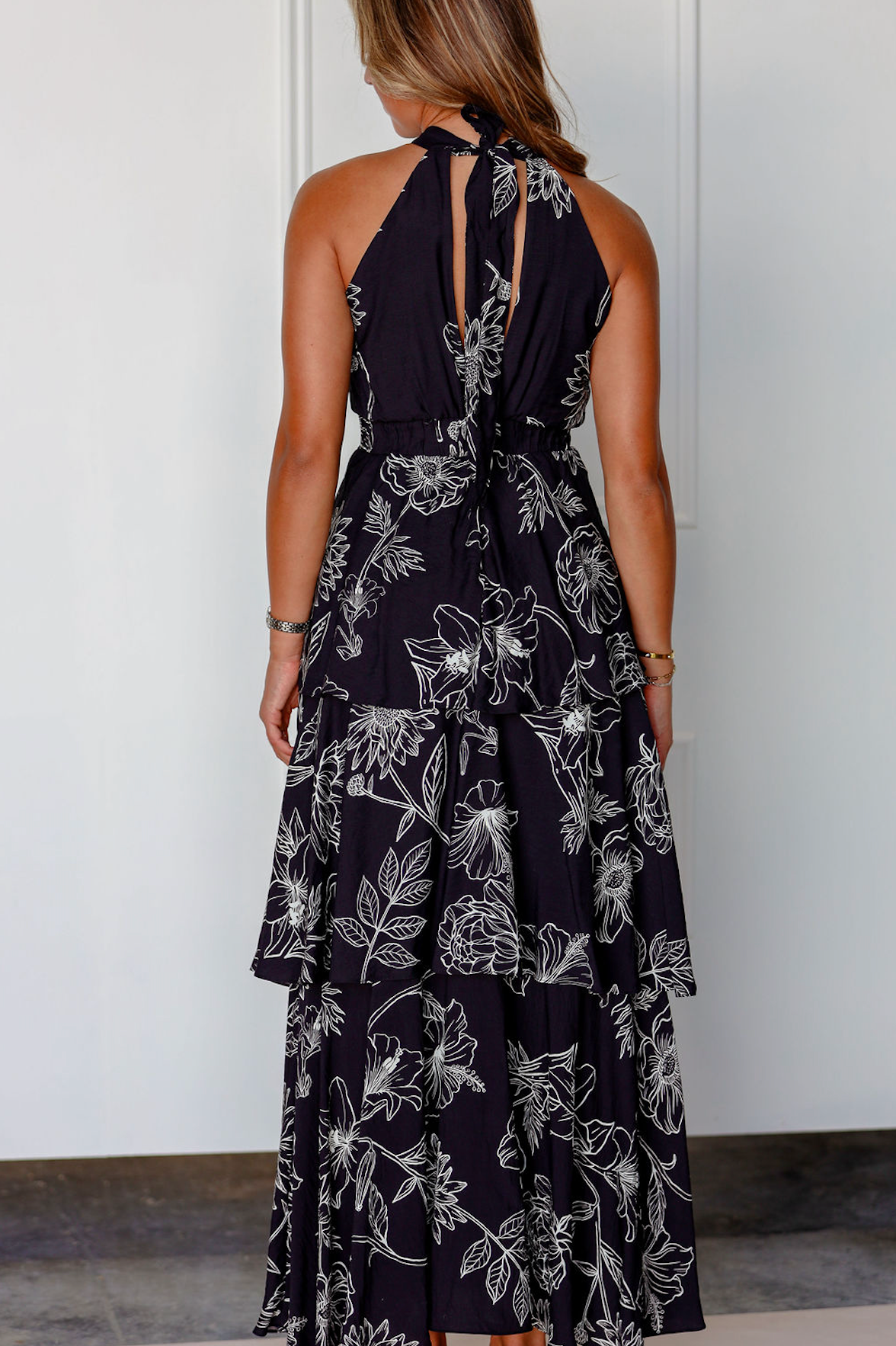 Floral Halter Neck Maxi Dress
