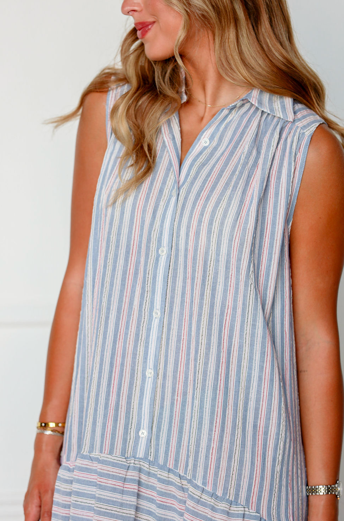Azyel Collar Stripe Maxi Dress