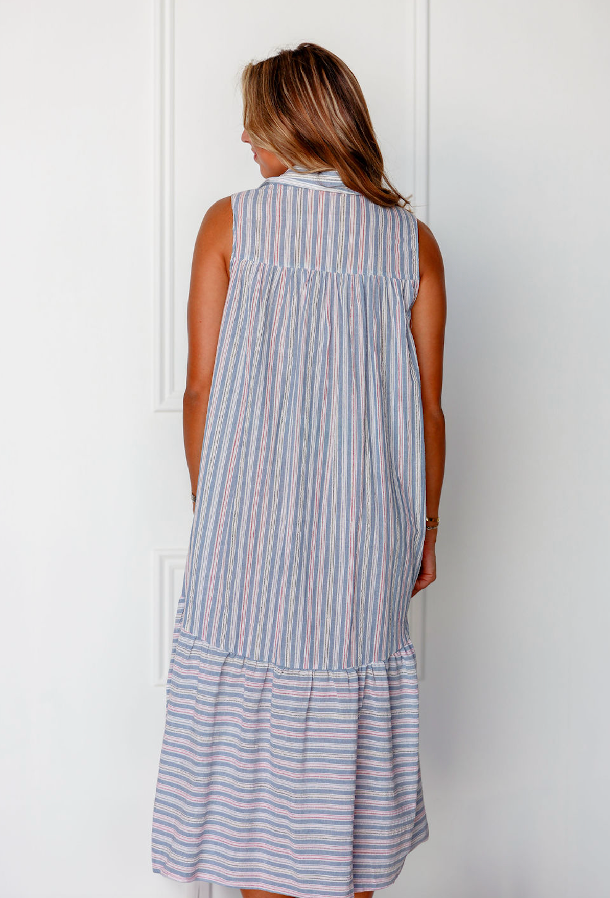 Azyel Collar Stripe Maxi Dress
