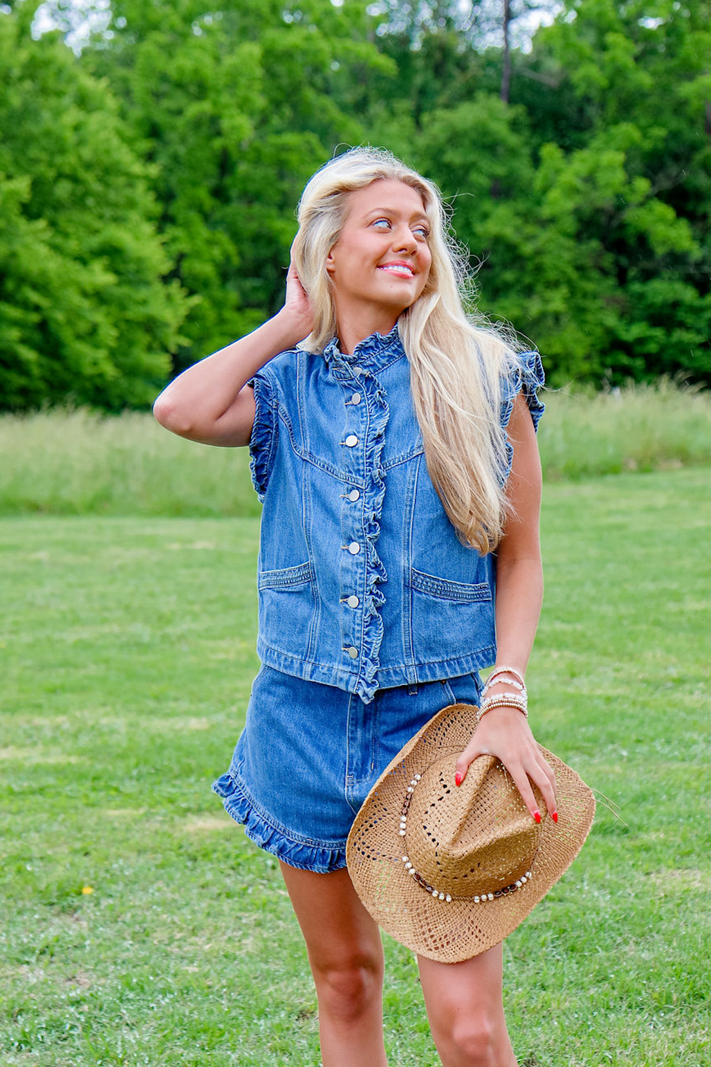 Ruffled Denim Vest