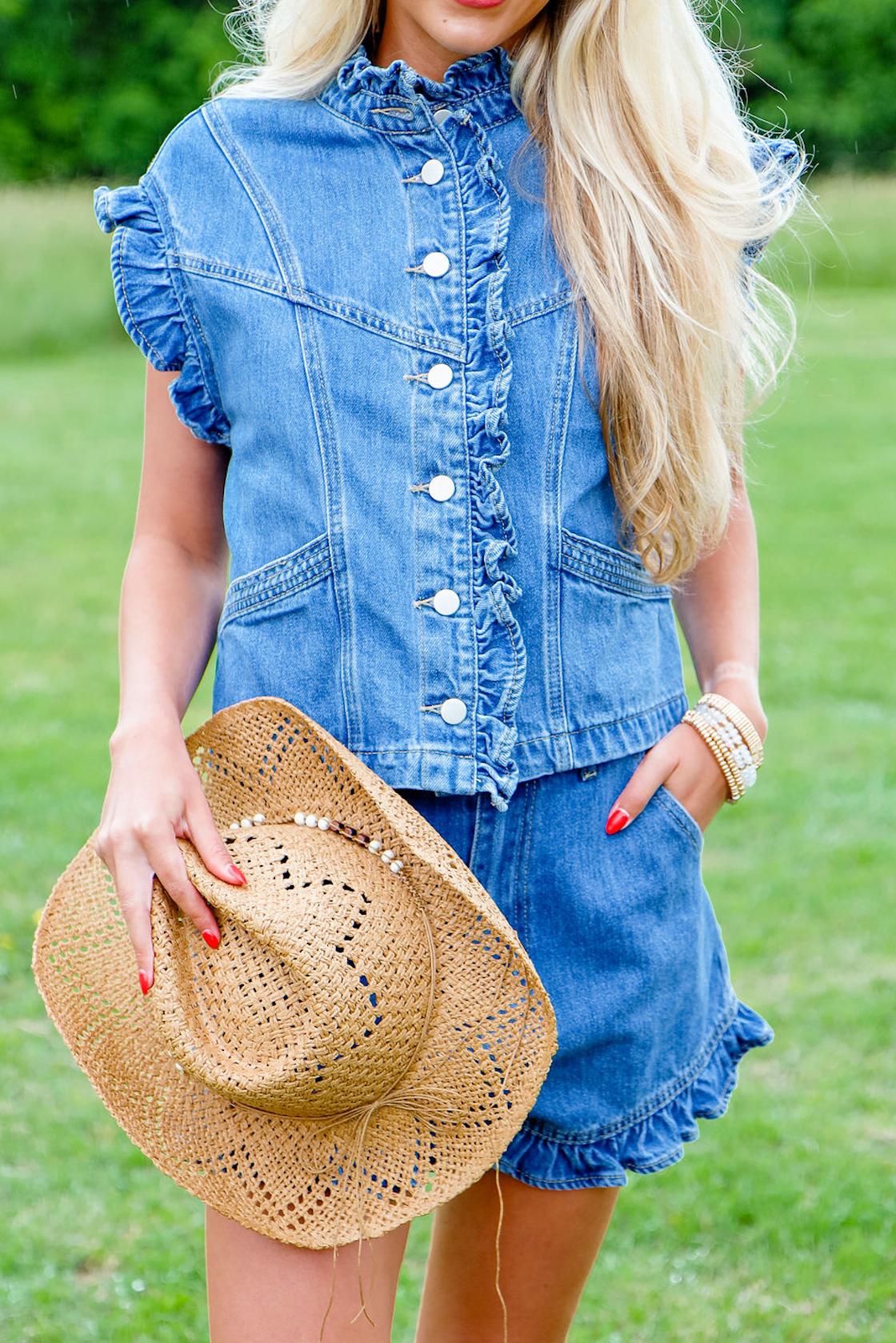 Ruffled Denim Vest