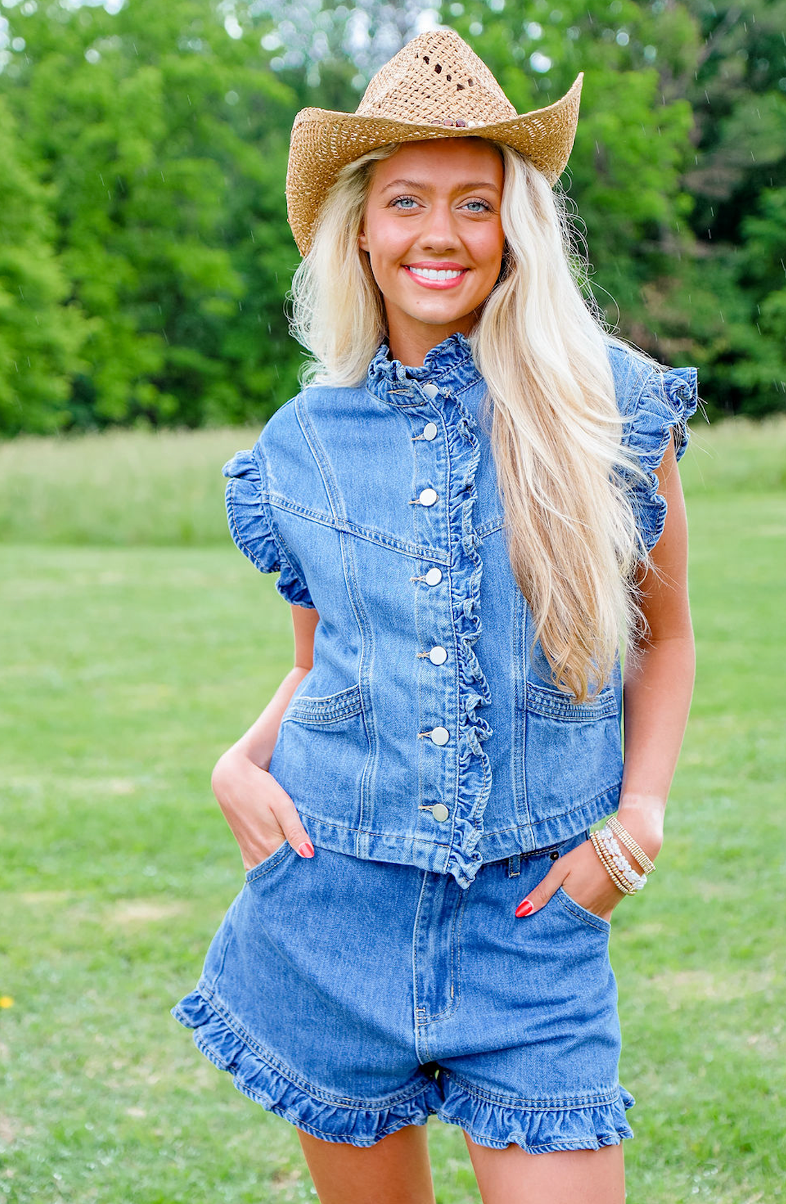 Ruffled Denim Vest