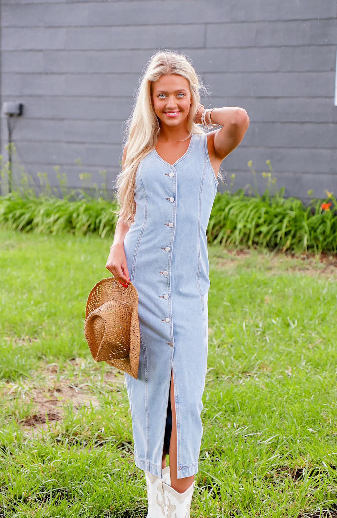 Denim Button Down Midi Dress