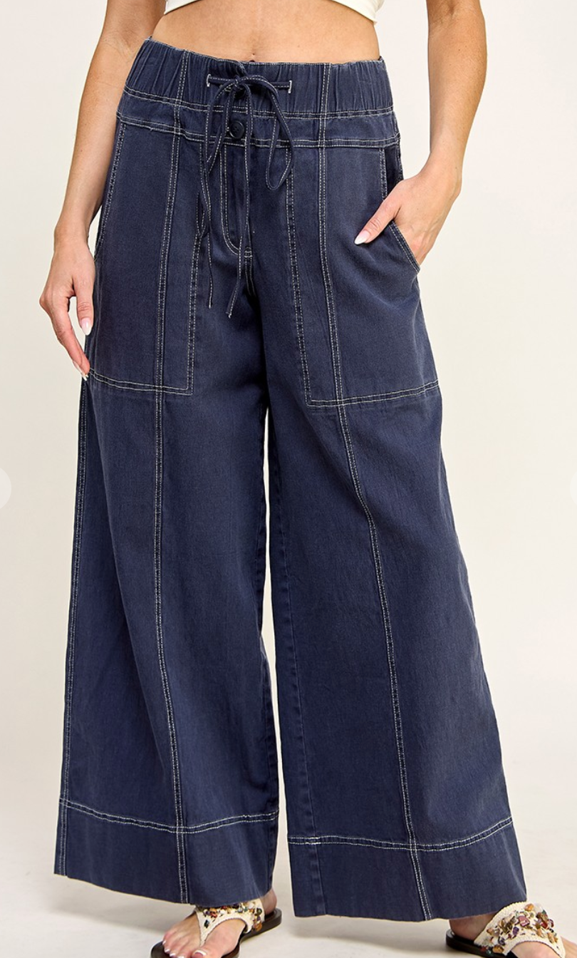 Navy Cotton Twill Pants